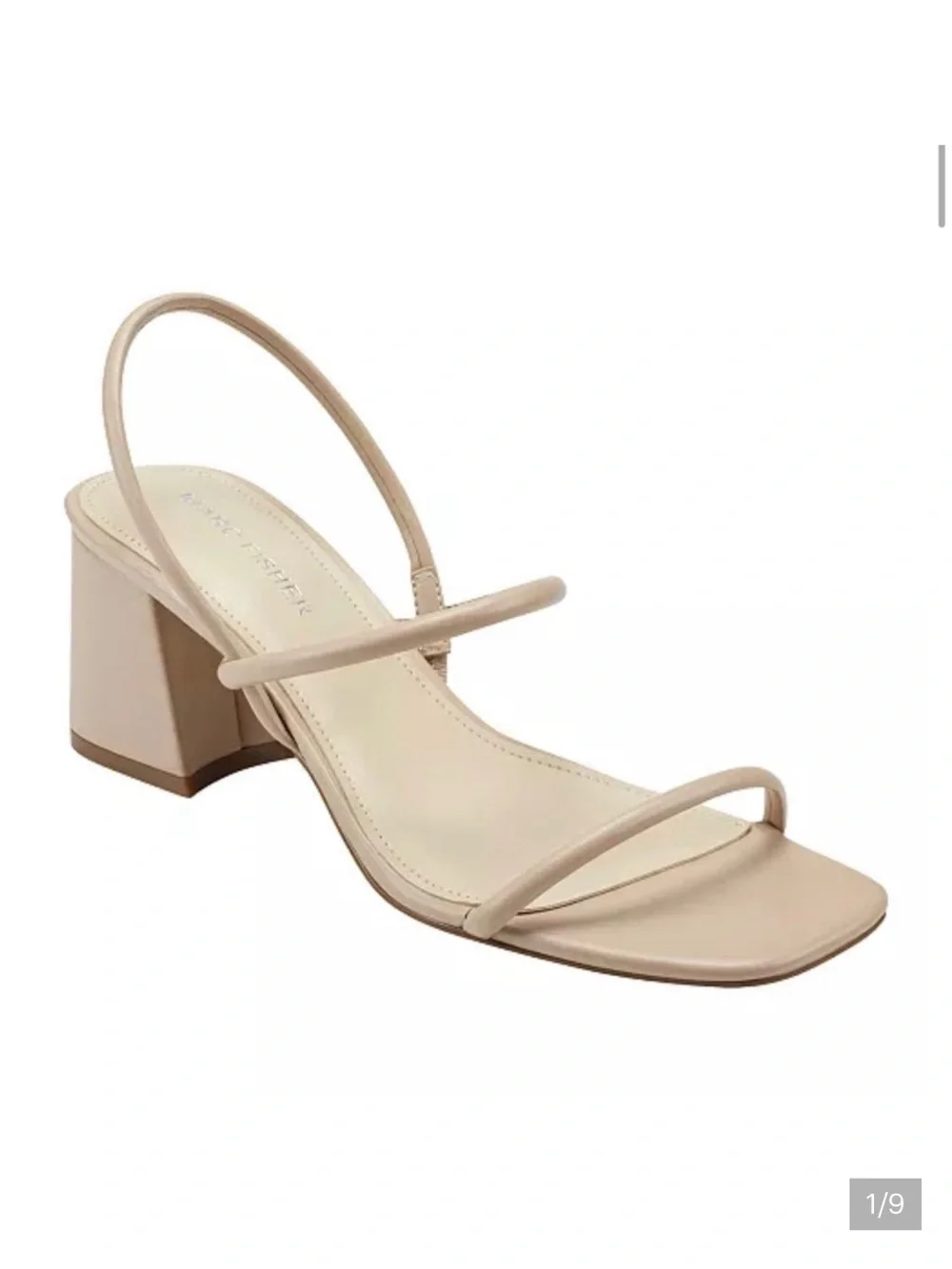 MARC FISHER / Galvin tan nude beige strappy block heeled sandals / 7.5